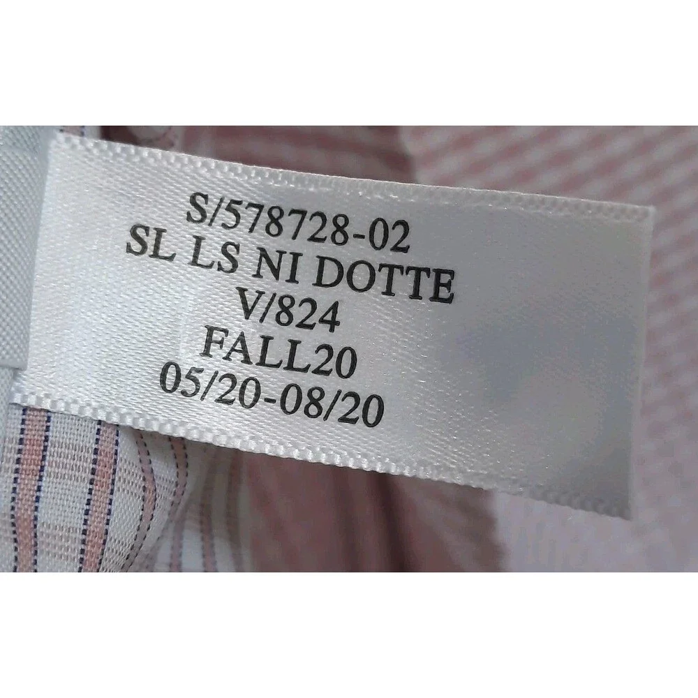 Men Banana Republic Non Iron LS Dress Shirt Slim Fit Pink Blue Micro Check Sz M